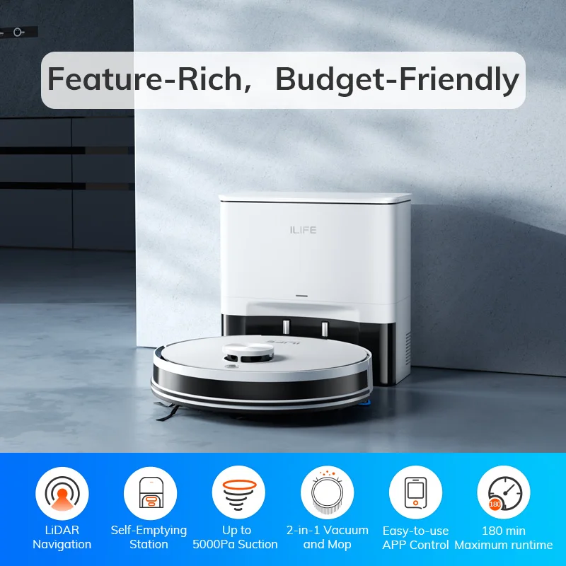 Ilife-ロボット掃除機a30pro,吸引5000Pa,セルフリリース,容量60日間