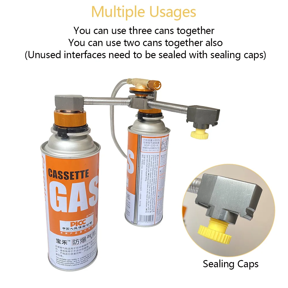 3 in 1 Butane Adapter Extension Split Furnace Adapter Gas Tank Conversion Head