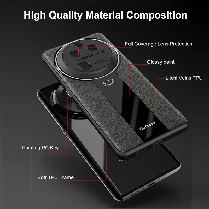 Luxury Lichi Leather Ultra Thin Matte Case with Soft TPU and Lens Protection