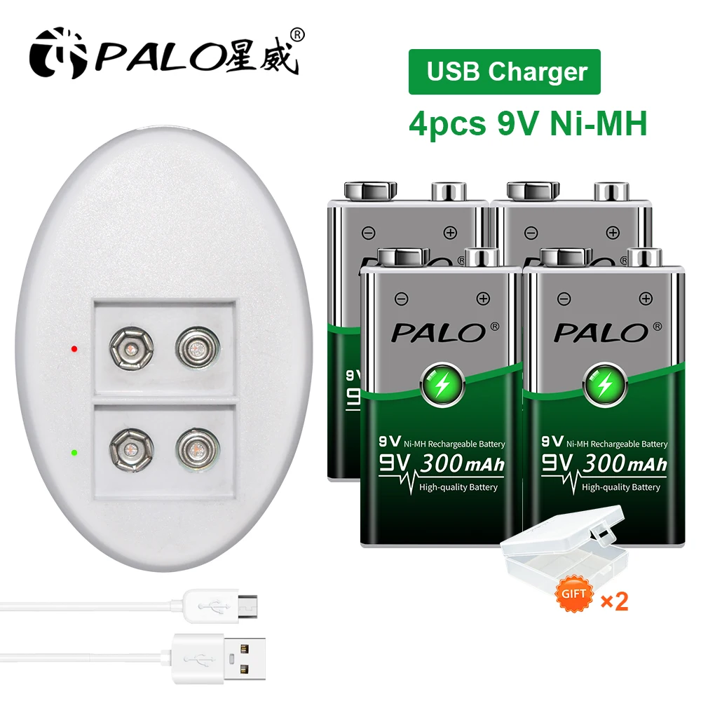 Palo Caricabatteria Per 6F22 9V Nimh Batterie Ricaricabili Li-Ion + Ni-Mh 9V Bateria Batterie Ricaricabili