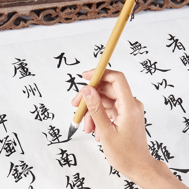 Bamboo Calligraphy Brush Chinese Traditional Watercolor Painting Brush Weasel Wool Hair Regular Script Writing 3 Pcs/set Paint Brush Calligraphy Brush