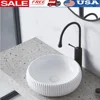 Modern White Ceramic Bathroom Vessel Sink 16.5'' Above Counter Porcelain Washing Bowl Art Basin Vanity Sinks with Pop-up Drain 1