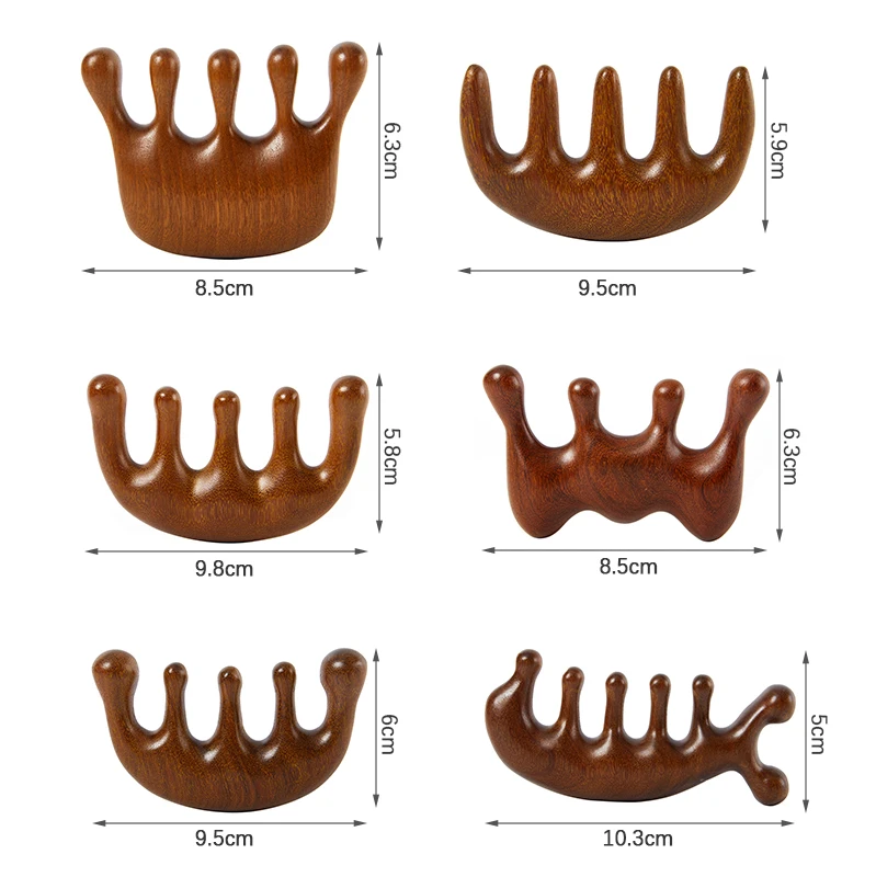 massage comb Wood Therapy Head Face Scalp Gua Sha Natural Facial Sandalwood Wide Tooth Guasha Scraping Body Massage