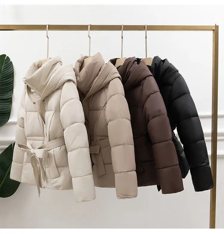 2026 New Winter Hooded Long Sleeve Solid Color Black Cotton-padded Warm Loose Big Size Jacket Women Parkas Fashion Outwear