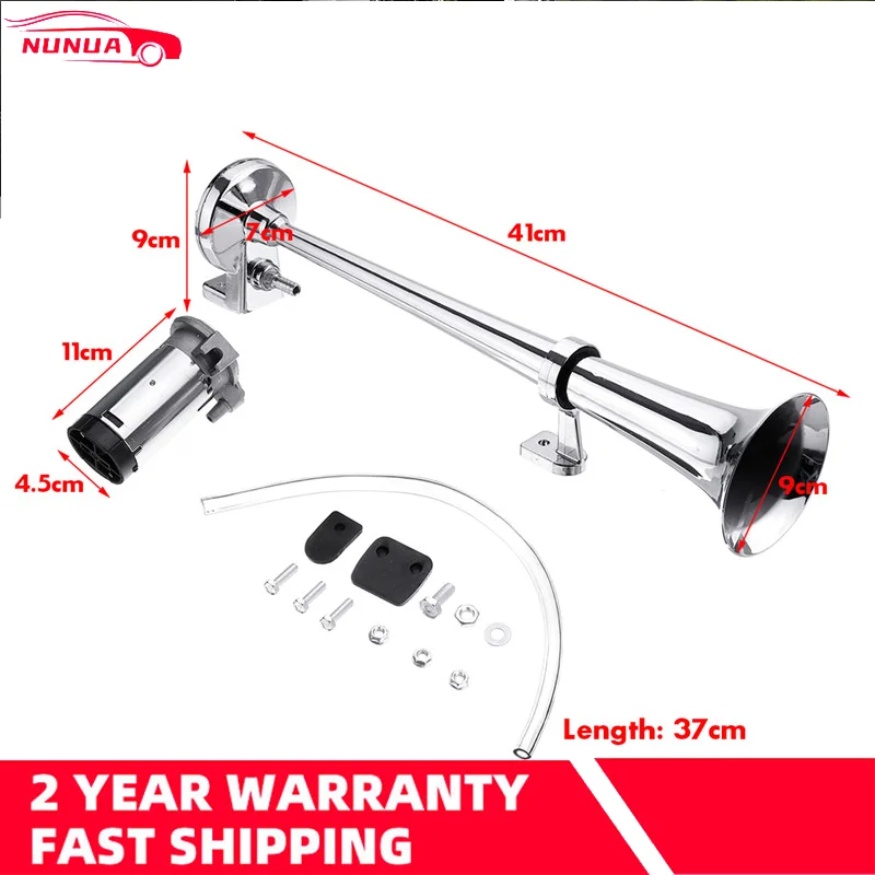 12V Electric Air Horn 178DB Super Loud 16 inch Car Siren Tone Pump Loud Single Trumpet Compressor for Truck Van Lorry Boat car siren horn car air horn