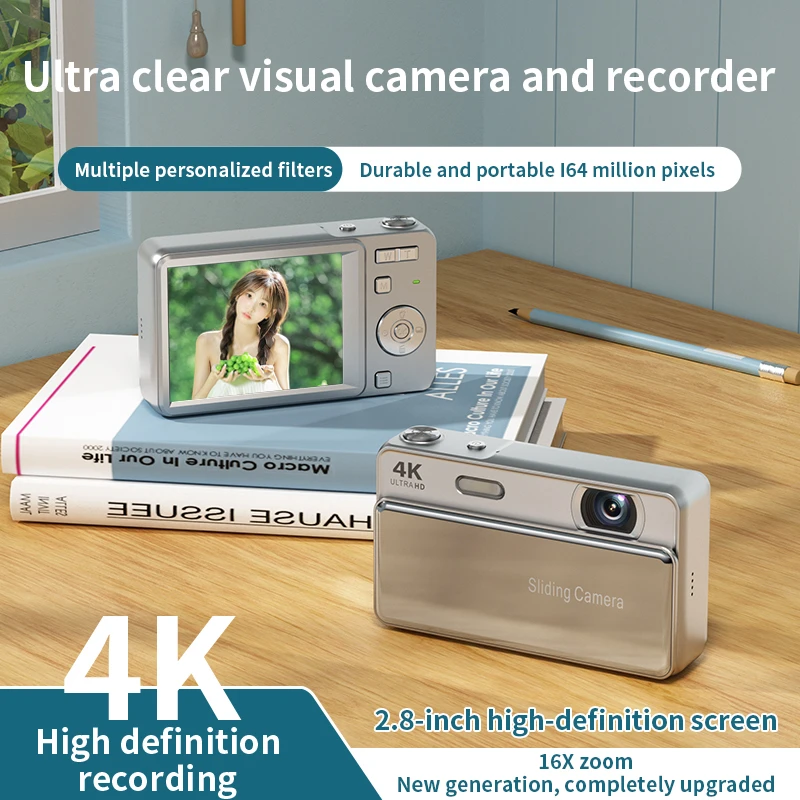 Câmera portátil Lenovo M15 Digital de 64 megapixels com resolução 4K, câmera fotográfica e vídeo de alta definição com CCD e flash na tela, ideal para viagens._voghion.com
