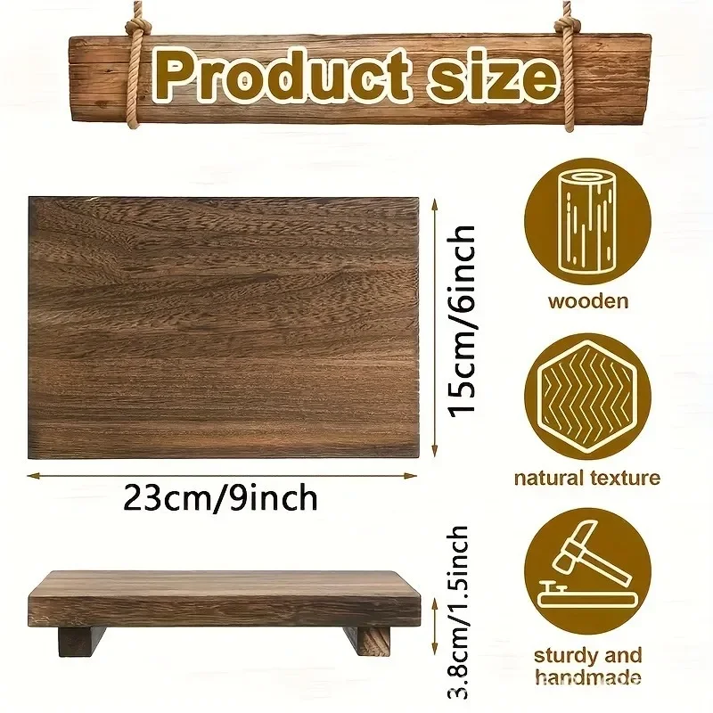 Wood Tray Pedestal Stand Bathroom Decor Wooden Vanity Hands Soap Scented Candle Storage Holder Tray Kitchen Seasoning Holder 5