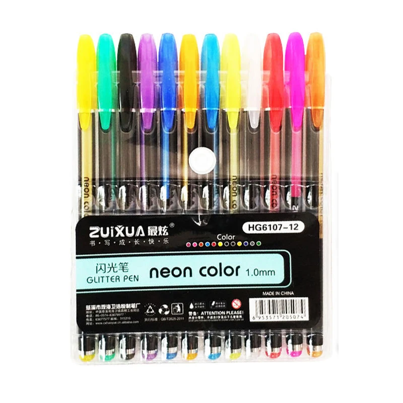 48 Color/Set Glitter Sketch Drawing Color Pen Markers Gel Pens Set Refill  Rollerball Pastel Neon Marker Office School Stationery