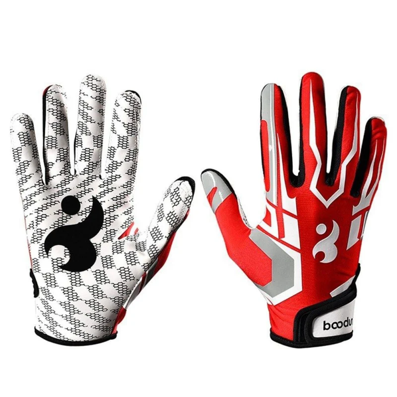 Sport Gloves Adult Youth Breathable Anti-slip Full Finger Silicone Baseball American Football Gloves Adjustable Wristband Gloves