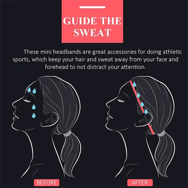 5/10pcs Stretch Sweatband Rubber Yoga Hair Bands Women Men Running Fitness Sports Football Anti-slip Elastic Headband 2