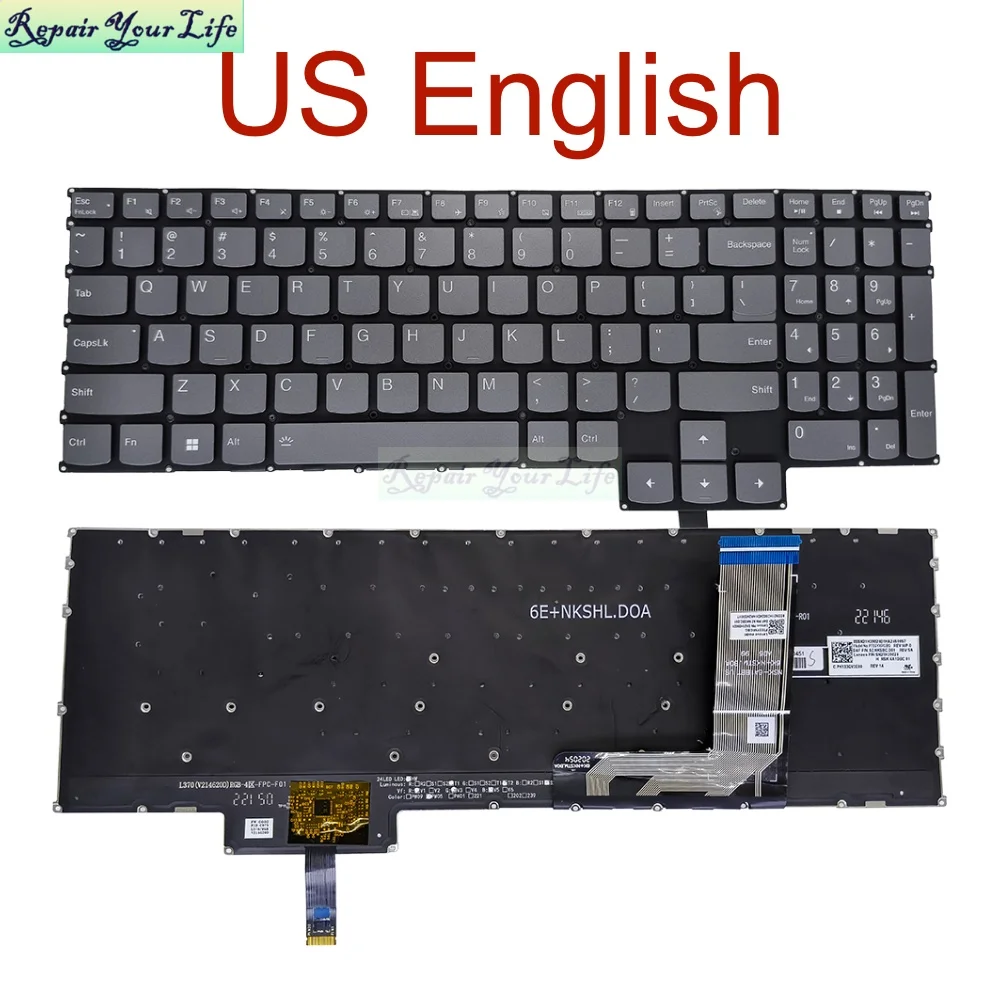 Teclado Retroiluminado dos Eua para Lenovo Laptop Retroiluminação Rgb Inglesa Loq 15irh8 82xv 15aph8 16irh8 16aph8 Ph5cyxbg3t Sn21k23308 - Imagem 5