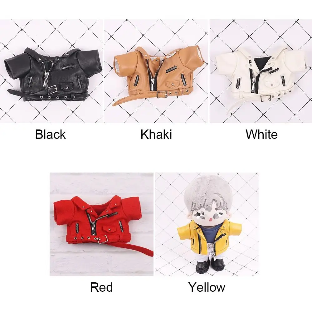 PU Leather Winter Coat for 20cm Dolls Handmade Jacket