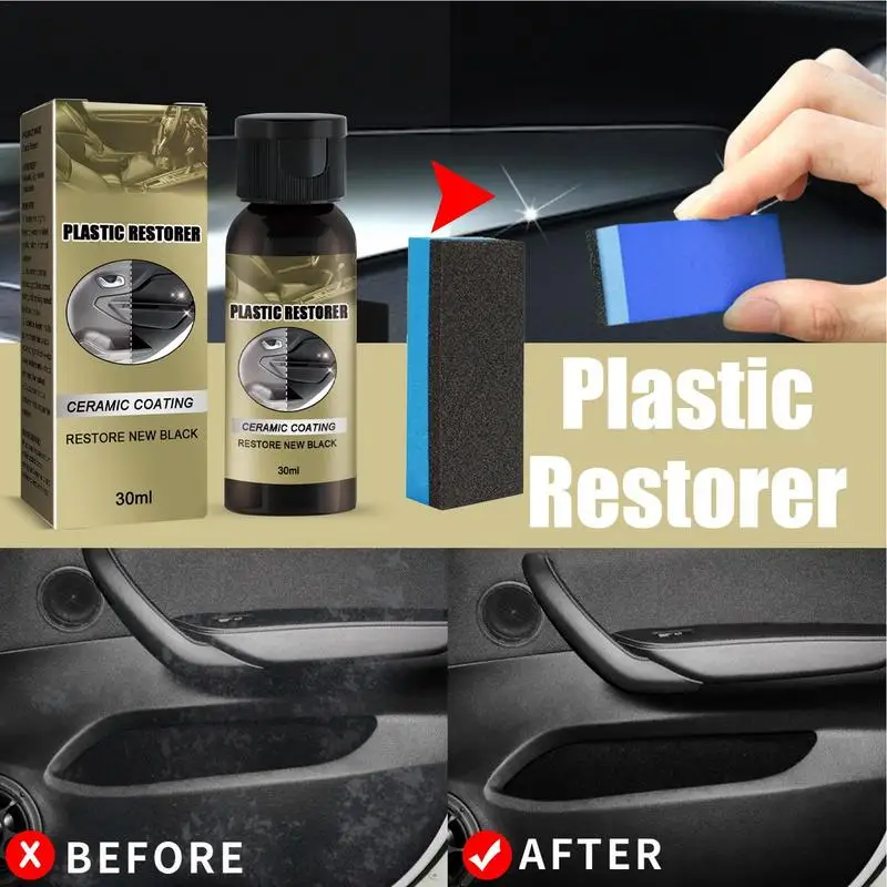 

Средство для восстановления автомобиля, средство для восстановления автомобильного пластика с губкой 30 мл, быстрое и легкое восстановление, средство для очистки автомобиля