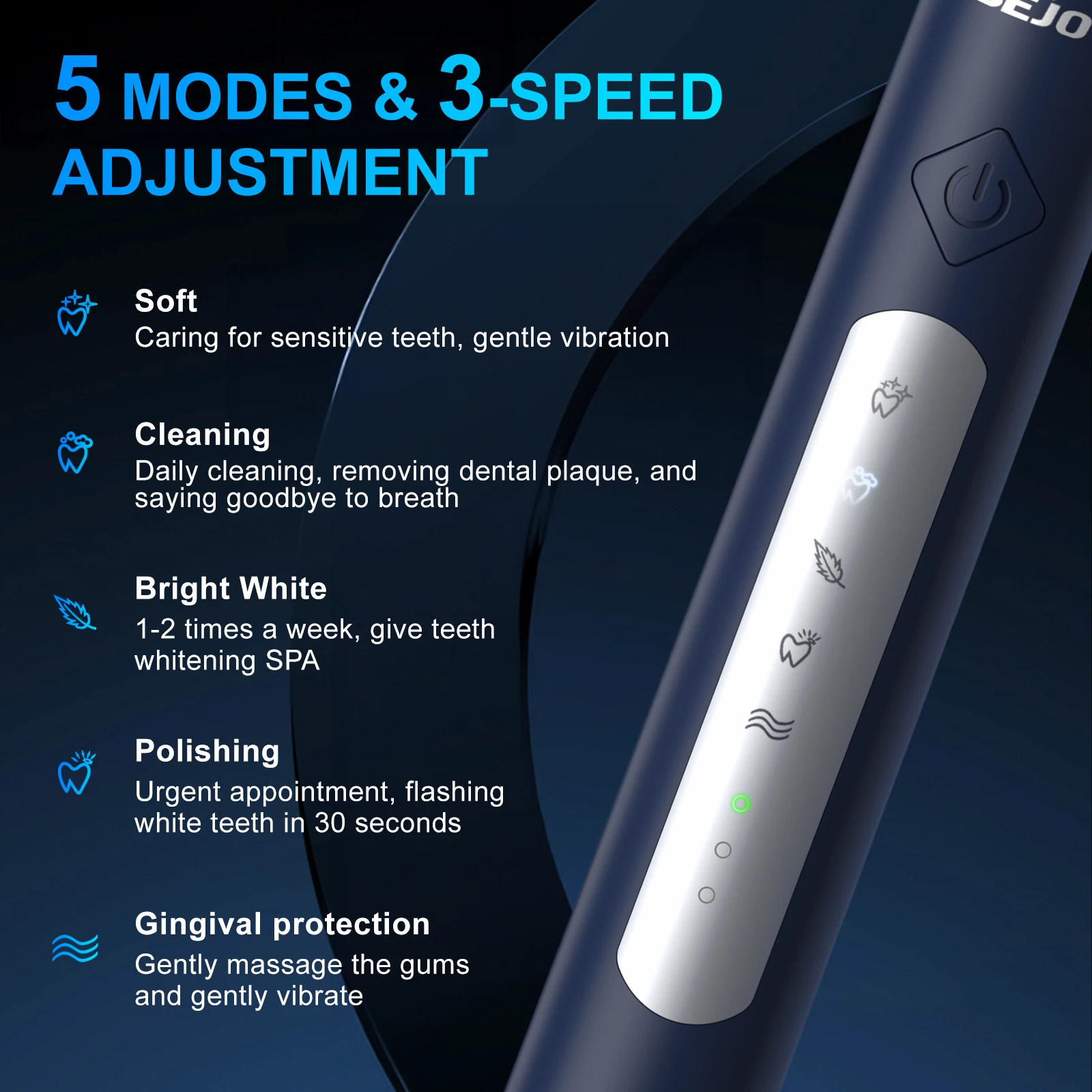 SEJOY Sonic Electric Toothbrush  JS10  Oral Cleaning Personal Care Appliances 5 Modes Smart Rechargeable Automatic Toothbrush 4