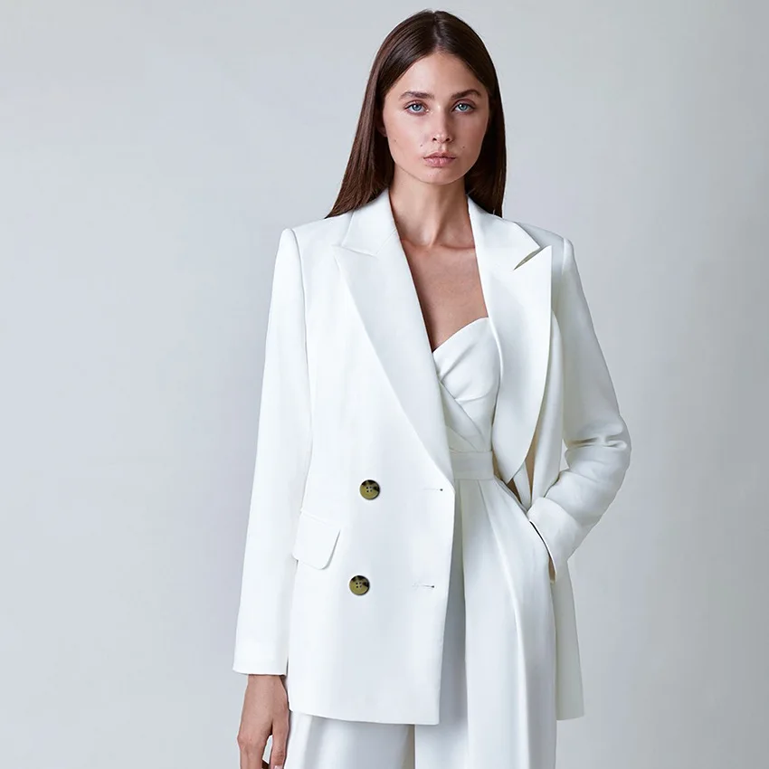 White Suit Jacket Women Office Coat Spring Autumn Fashion Slim Long Sleeve Business Clothes