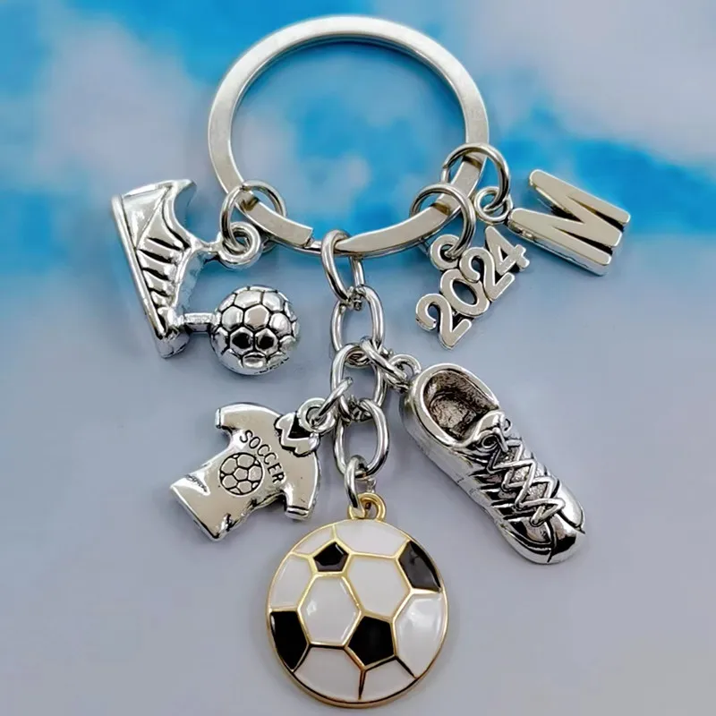 New Fashion A-Z Letter Men\'s Metal Keychain Fashion Football Keychain Football Shoes Football Car Gift Party Keychain Jewelry