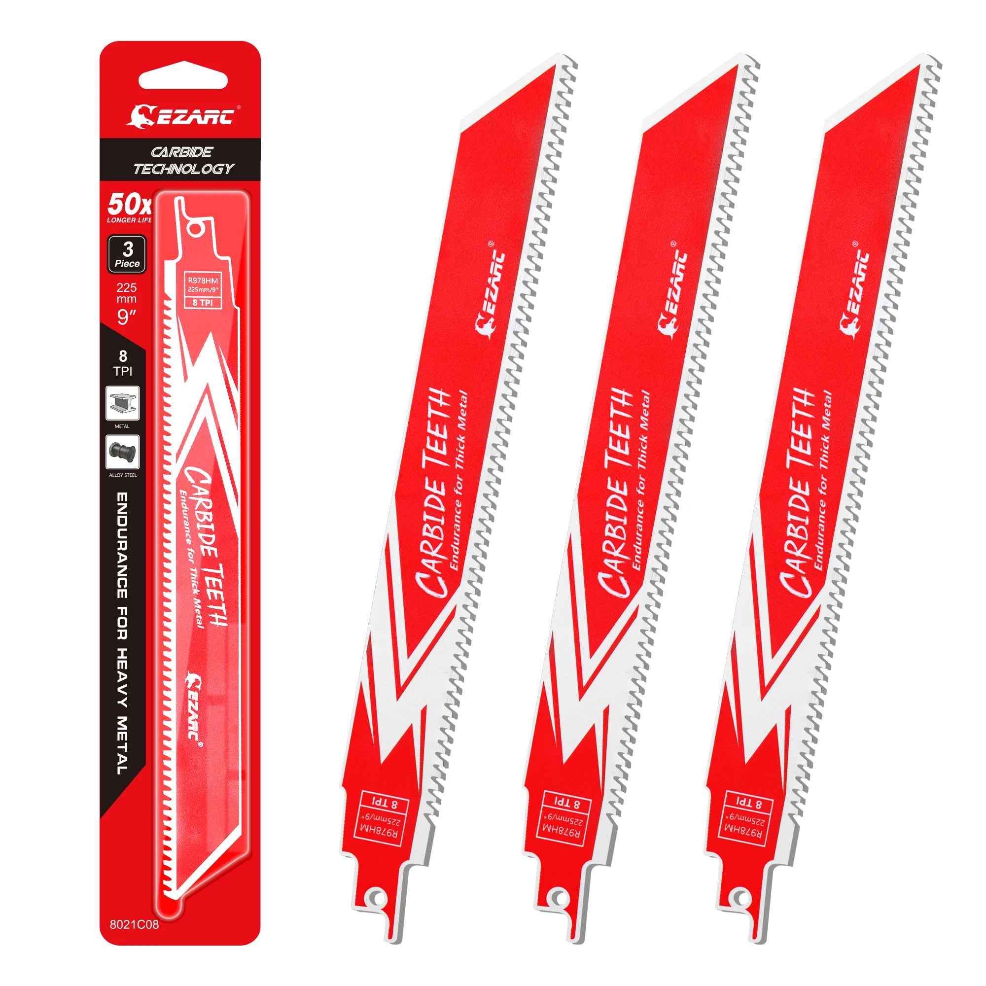 EZARC3PCSCarbideReciprocatingSawBladeR978HMEnduranceforThick