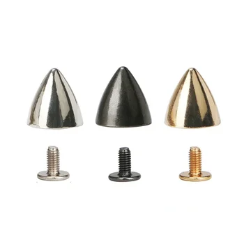 100sets 12*12mm Cone Spots Metal Studs Leathercraft Rivets Bullet Spikes Punk Spike Rivets for Collar Shoes