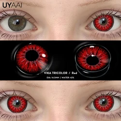 Enhanced Colored Cosplay Contact Lenses for Halloween and Costume Makeup (Vika tricolor red)