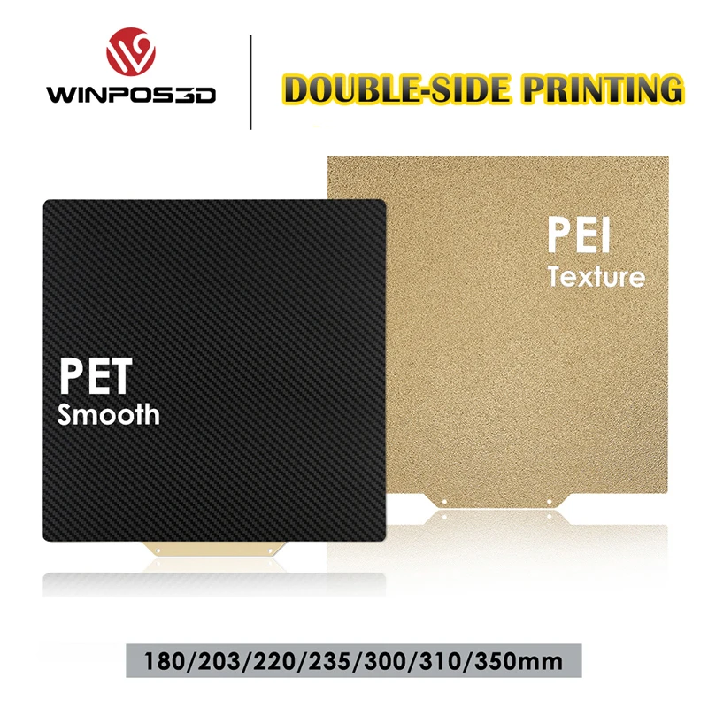 양면 PEI 유연한 빌드 플레이트 PEI + PET PEO 120/180/203/220/235/310/350 가열 베드, Voron Ender 3 업그레이드 Ender5 Anet A8