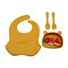 Baby independent eating training bowl soft silicone easy to clean with suction cup shape simple baby children tableware set 1