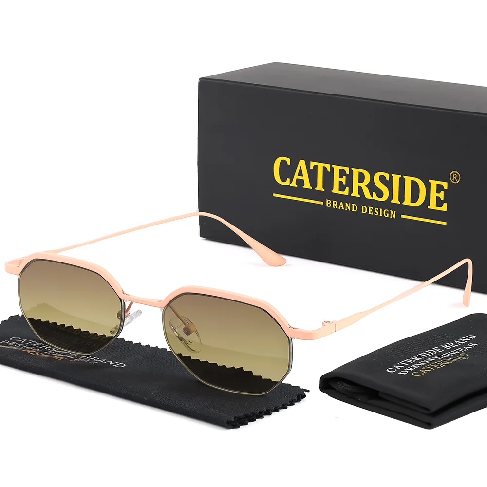 CATERSIDE Neue Retro-Sonnenbrille für Herren, polygonale Punk-Sonnenbrille mit kleinem Halbrahmen für Damen, Geschäftsreisen, Party, Brillen, UV400 – Detail 12