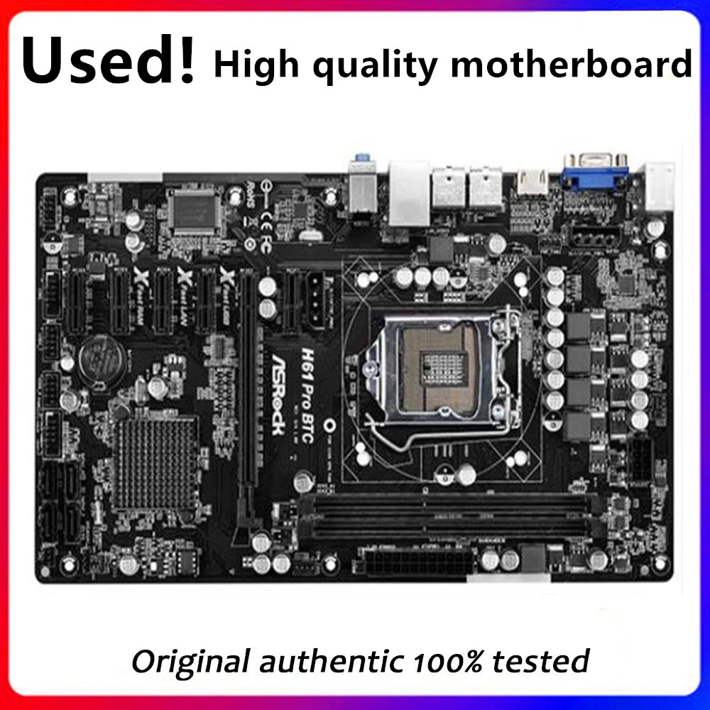 Btc 6Gpu Per Scheda Madre Del Computer Asrock H61 Pro Btc Lga 1155 Ddr3 Per Scheda Madre Desktop Intel H61 P8H61 Sata Ii Pci-E X16 Usata