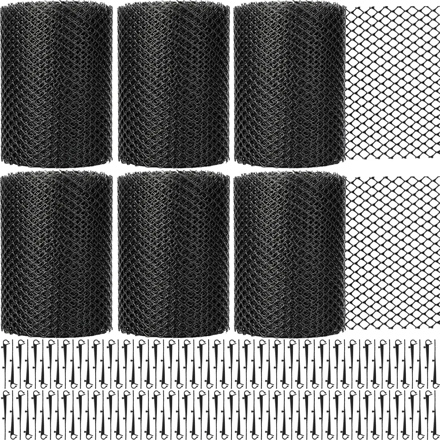 Gutter Guards Roll Plastic Guards Mesh Downspout Pipe Gutter Cover Filter Protection Netting with Clip Fixed Hooks 6Pcs