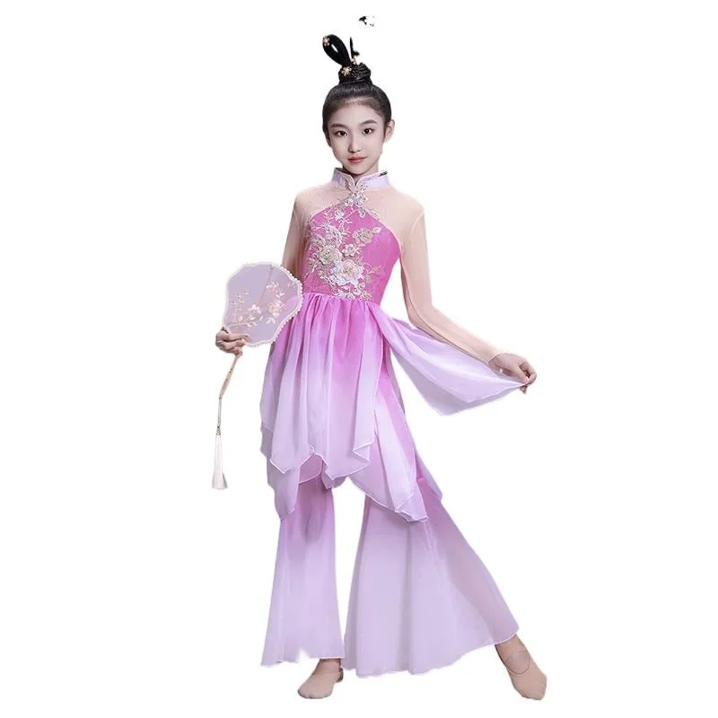 

Girls' classical dance performance clothes Children's fan dance performance clothes Dance in China ancient style elegant