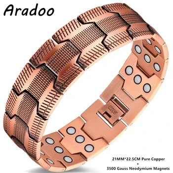 ARADOO Pure Copper Bracelet Retro Style 3500 Gauss Magnetic Men's Bracelets