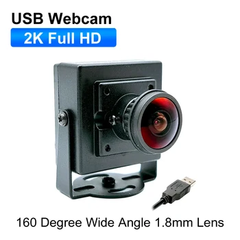 Webcam PC Fisheye 2K HD con Angolo di Visione di 160 Gradi, 1.8mm, Plug and Play, 4MP, 30fps, 2560x1440, Videocamera USB ad Alta Velocità per Computer