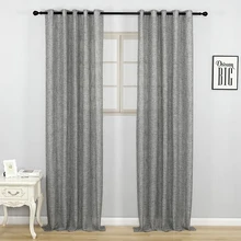 Rideaux de fenêtre en lin et Tulle, Texture grise, pour salon, chambre à coucher, cuisine, couleur unie, pour porte 