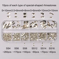 12 Grids Clear Mixed Sizes Nail Art Rhinestones Crystal 3D Glitter Non Hotfix Diamond Decoration Nail Parts Accessories 2