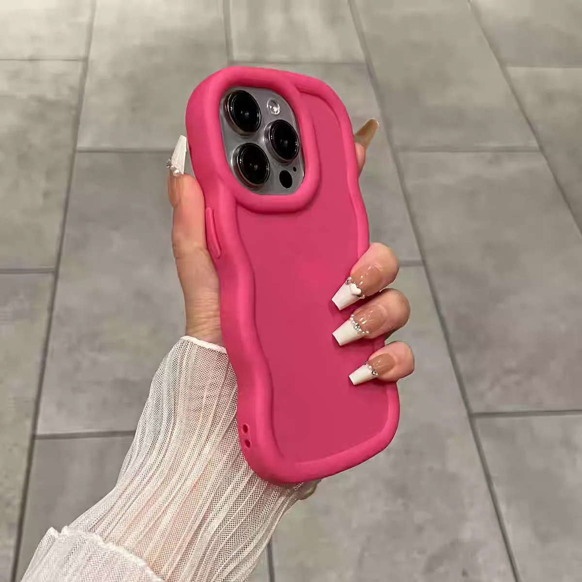 Candy Solid Color Wave Side Phone Case Cover