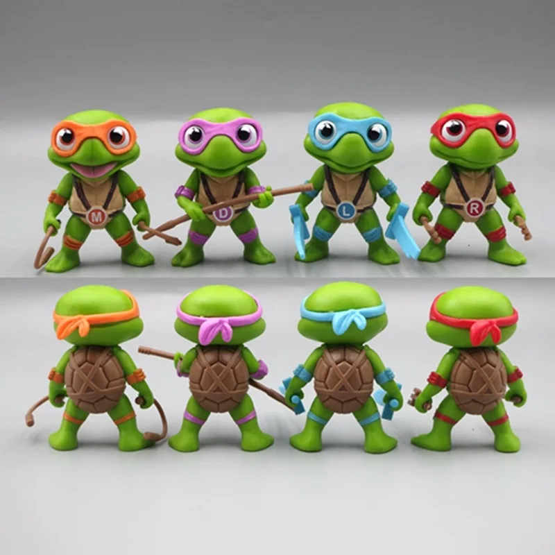 

4pcs/Set Teenage Mutant Ninja Turtles Figures 7cm Kawaii Q-Version Statues Doll Raphael Model Figurines Children Gifts Ornaments