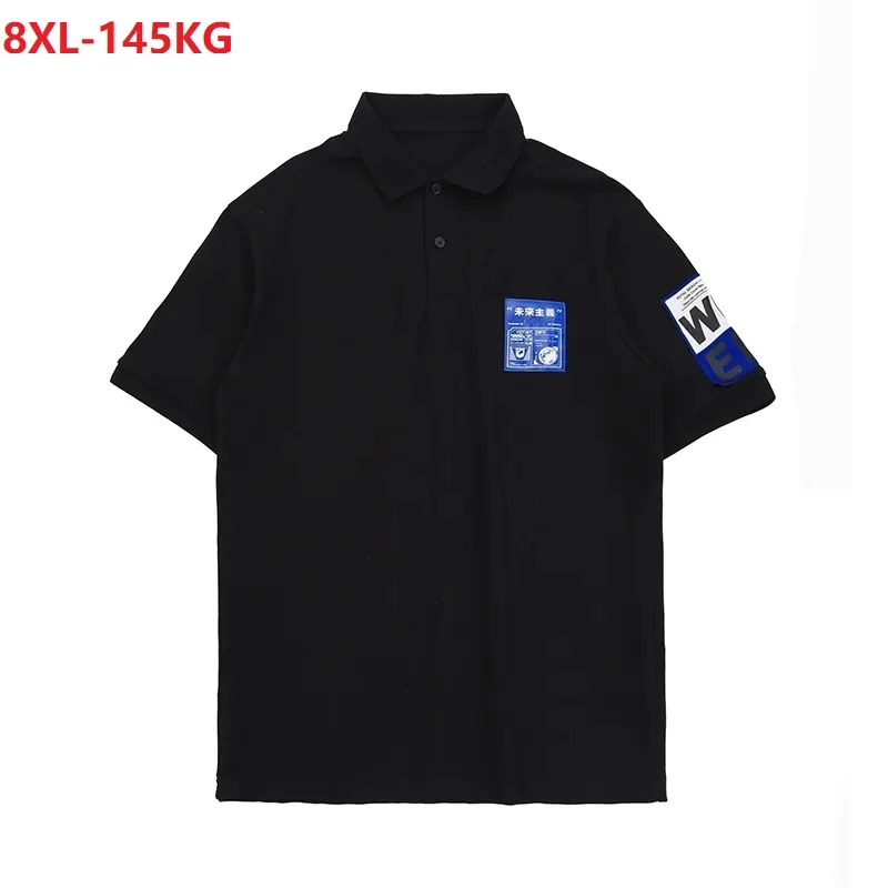 

summer men polo shirt badge letter short sleeve hipster young plus size 8XL casual simple tees korea style tops