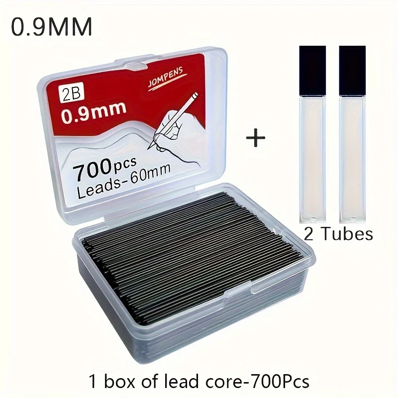 Mechanical Pencil Lead 0.5 0.7 0.9mm 2B 60mm Art Drawing Automatic Pencil Replaceable Refills with 2 Tubes Stationery 6