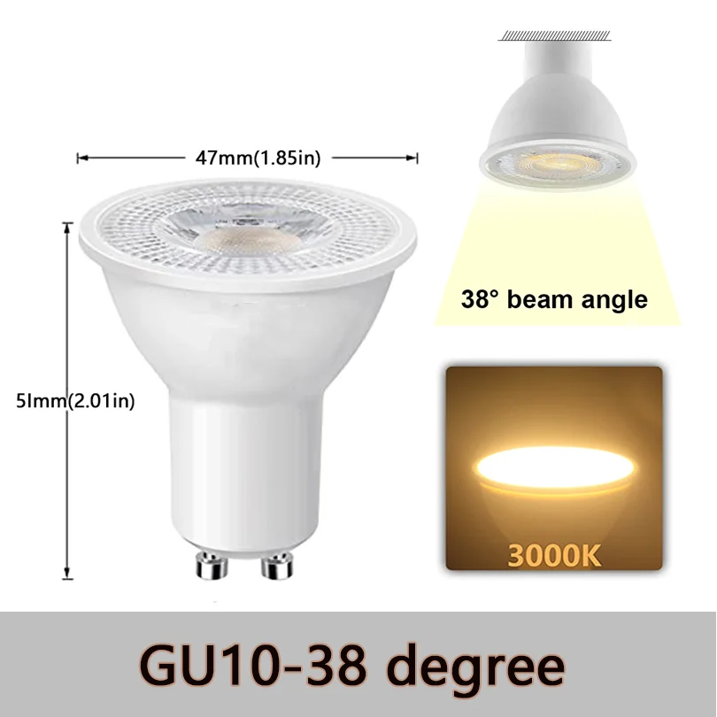 ตัวเลือกสินค้า หลอดไฟ LED GU10 ปรับกำลังไฟได้ 3-50W แสงอุ่น