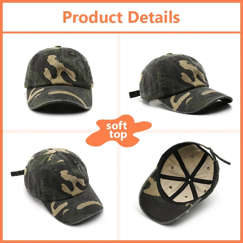 Custom Baseball Hats Camouflage Baseball Cap Embroidery Design DIY Wholesale Print Custom Sun Hat Outdoor Sports Hats Adult Hat 2