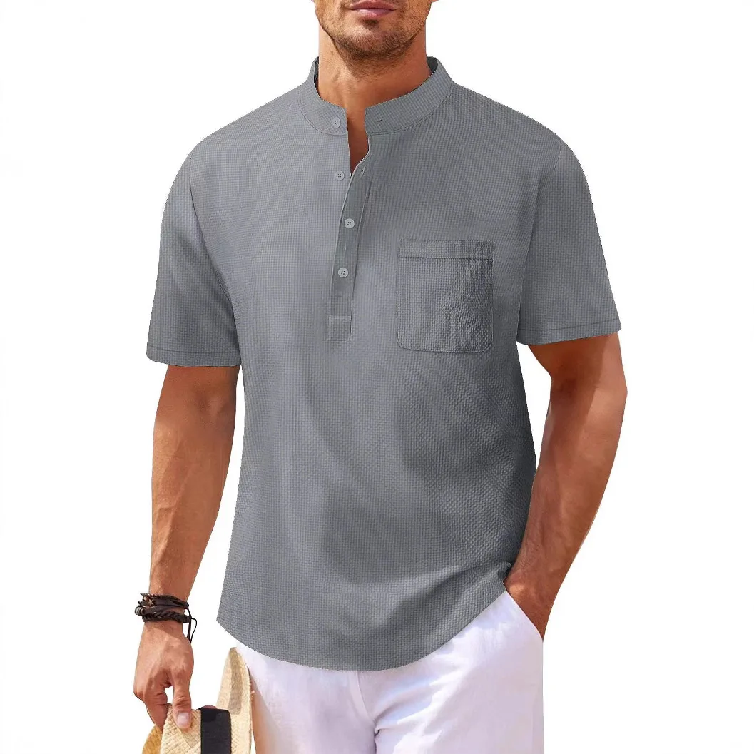 Men Casual Cotton Linen T-Shirt Pure Color T Shirts for Men Streetwear Beach Tops Tees Breathable Short Sleeve Shirt Vintage