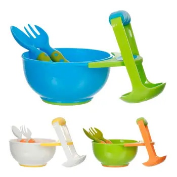 Fork Spoon Utensil Flatware Sturdy 4 Pieces Set Children's Tableware Utensil Set Safe Ergonomic Long Handle Toddler Utensils 1