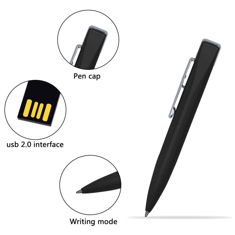 창의적인 비즈니스 선물 볼펜, USB 플래시 드라이브, 메모리 스틱, 실버 금속 펜 드라이브, 32GB, 블랙 펜드라이브, 16GB, 8GB, 64GB