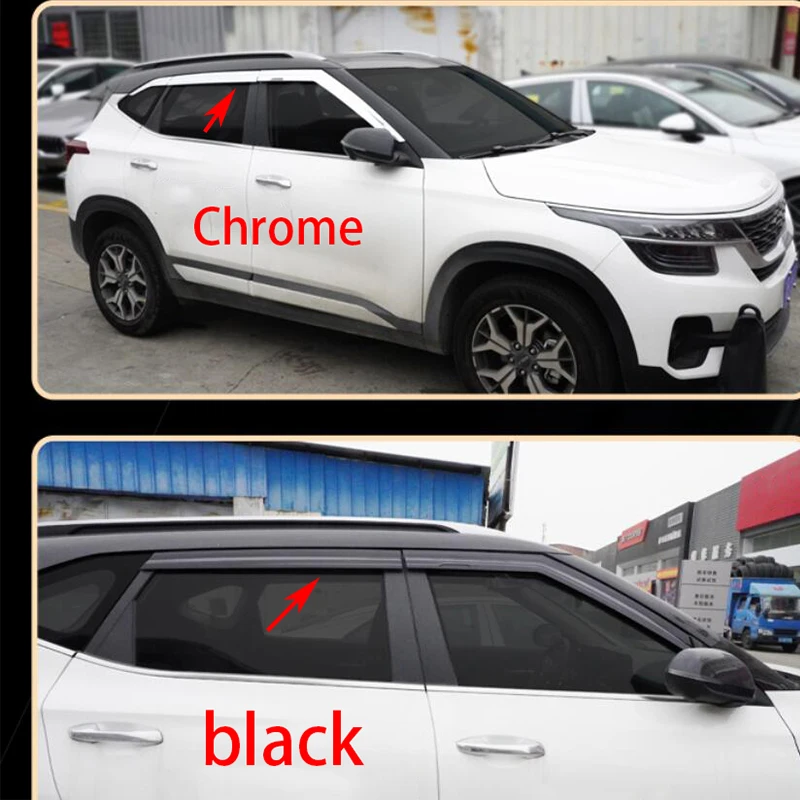 ABS Chrome Door Window Visor Vent Shades Sun Rain Guard for Kia Seltos KX3