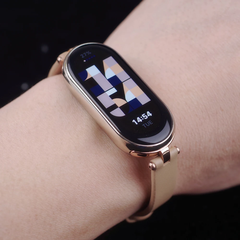 Correa de cuero para Xiaomi Mi Band 8, pulsera inteligente con NFC, versión  Global - AliExpress
