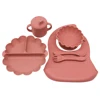 Children's Dinner Plate Pumpkin Divided Plate with Meal Bib Learning Cup with Suction Cup Autonomous Feeding and Eating Training 6