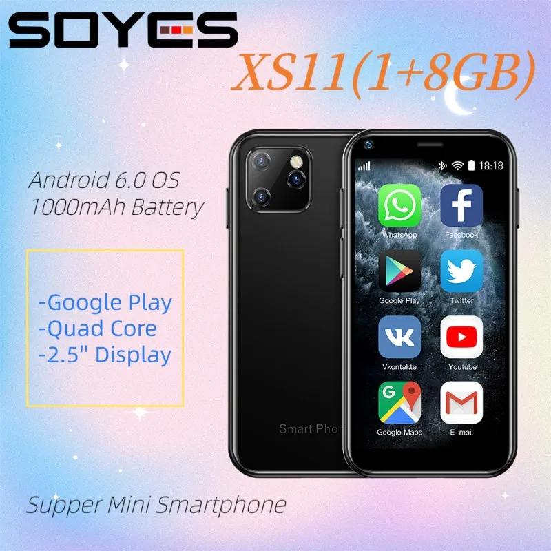 Supper Mini 3G Smartphone Andriod 6.0 SOYES XS11 1GB RAM 8GB ROM Google  Play Store Cute Small Celular Mobile Cell Phone VS XS13 - AliExpress