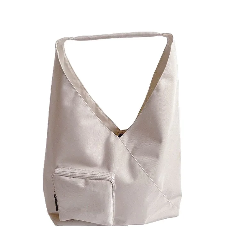 Black Beige Canvas Handbag Fashionable Triangular Tote Bag Large Capacity Women's Bag, Commuting Versatile Single Shoulder Bag.