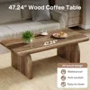 Rectangle Coffee Table, 47-Inch Wood Rectangular Living Room Table, Farmhouse Accent Center Table Low Cocktail Tea Table with S 6