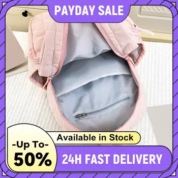 Quilted College Backpack with Compartment for  Girls  Lightweight Cute Casual Daypack Puffy Bag for Travel Work Gym 1