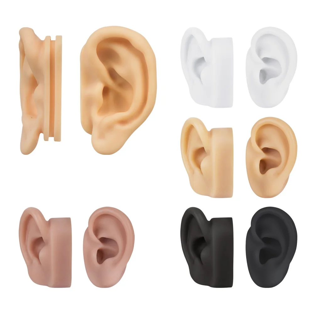 Silicone Ear Model Soft Flexible Ears Artificial Reusable Earring Jewelry Display Prop 3D Teaching Tool for Piercing Practice pink velvet jewelry display stand necklace pendant jewelry portrait neck model display prop jewelry counter organizer